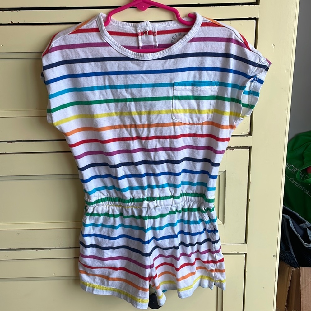 Primary Rainbow Stripe Romper